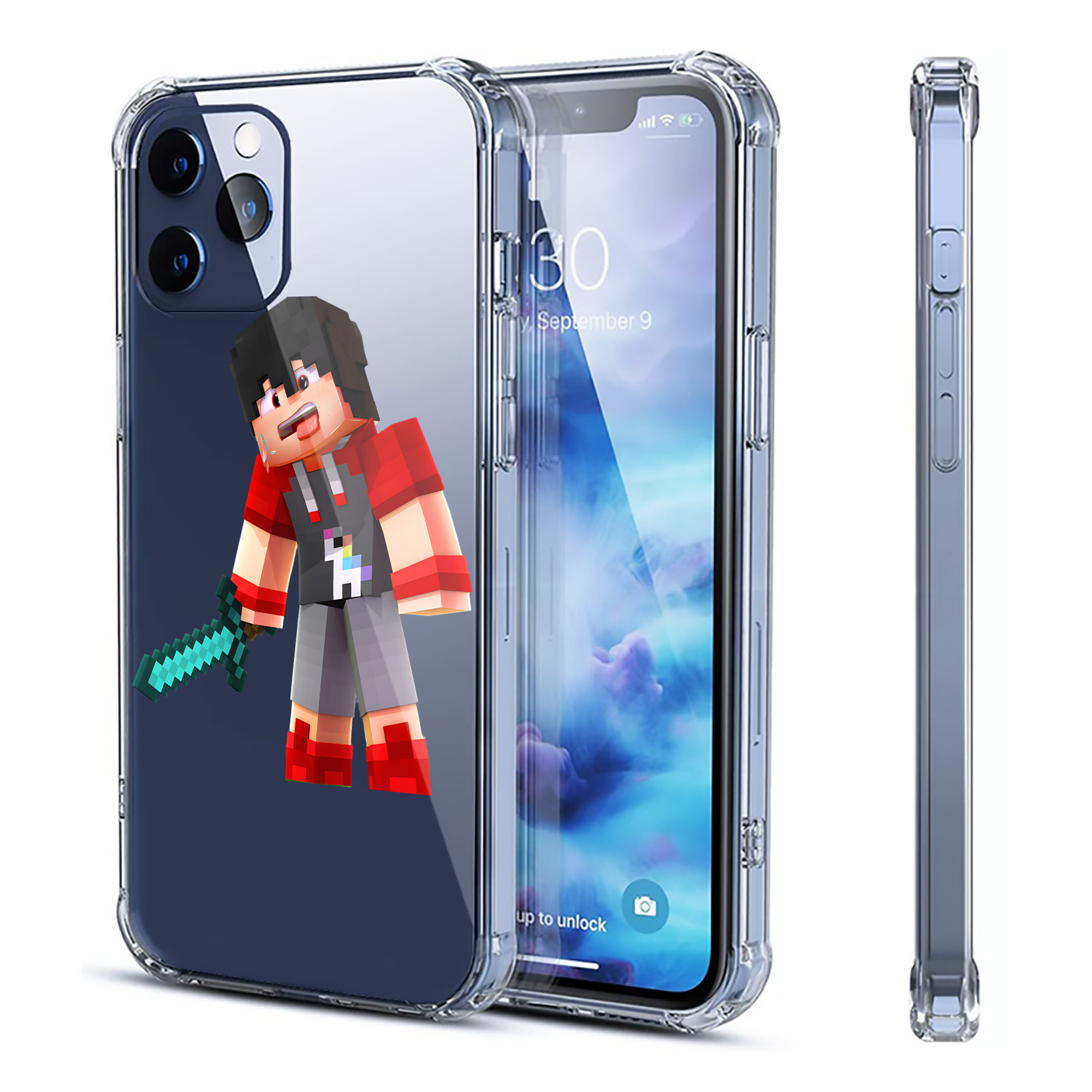 （画像用） マインクラフト ブロックの世界 Minecraft MC Block world 【iPhone 12シリーズ対応】透明スマホケース（クリアソフトケース）